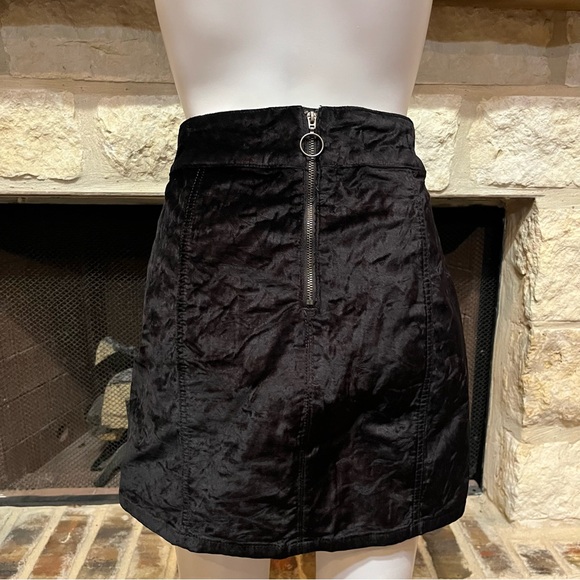 Free People Black Velvet Retro Mini Skirt - Picture 9 of 13